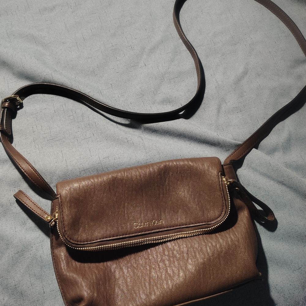 Calvin Klein Brown Leather Crossbody Bag